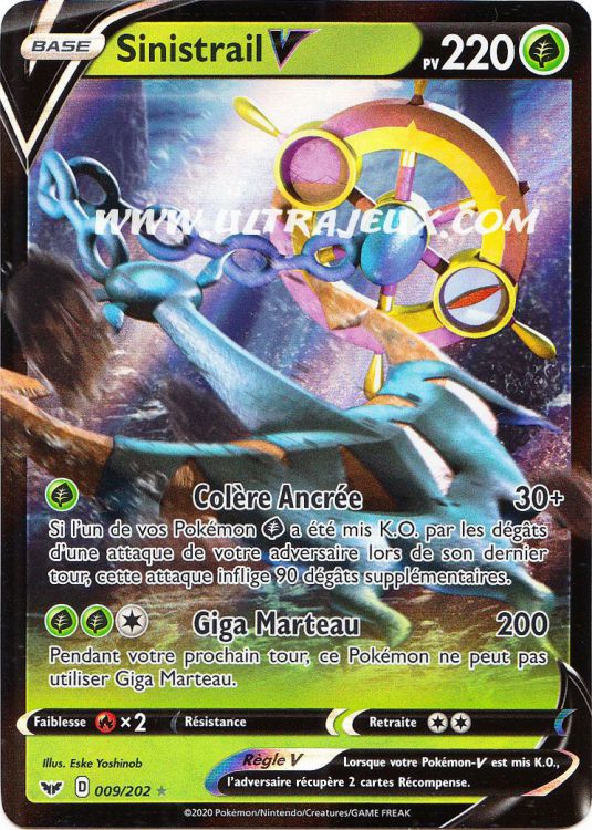 Ultrajeux Sinistrail V 9202 Carte Pokémon Cartes à Lunité Français