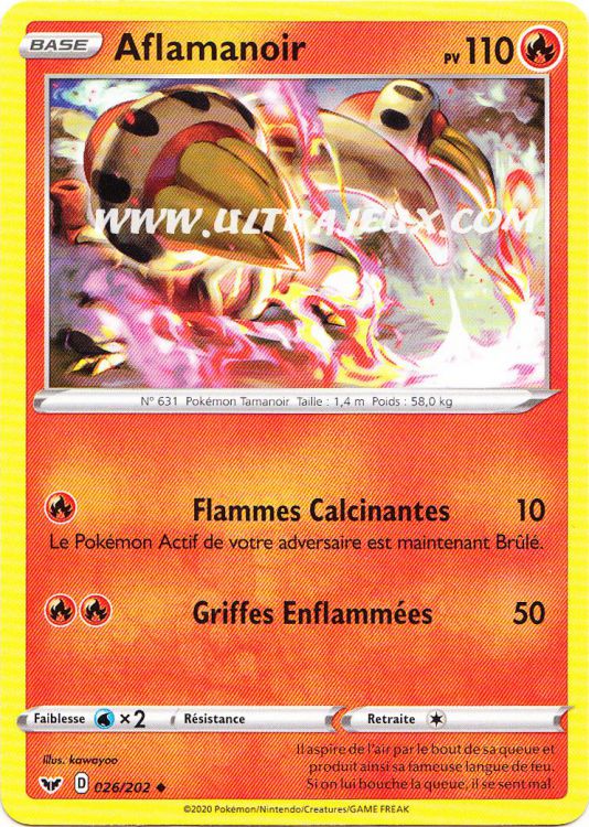 Aflamanoir 26202 Carte Pokémon Cartes à Lunité Français Ultrajeux