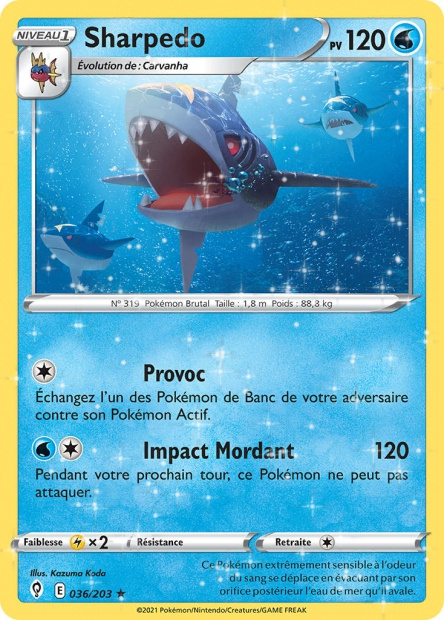 Sharpedo de l'édition EB07 - Epée et Bouclier - Évolution Céleste Sharpedo de l'édition EB07 - Epée et Bouclier - Évolution Céleste