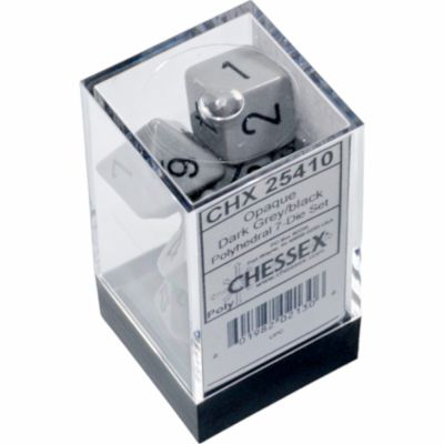 Ds et Gemmes Jeu de Rle Chessex - Set de 7 ds - Assortiments Jeux de Rles - Opaque - Gris/Noir - CHX25410