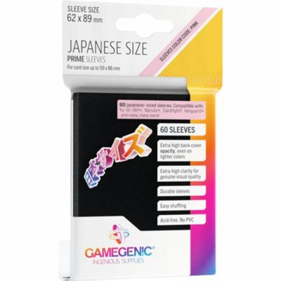 Protges Cartes Format JAP  Protge-cartes Gamegenic - 60 Japanese Prime Sleeves - noir