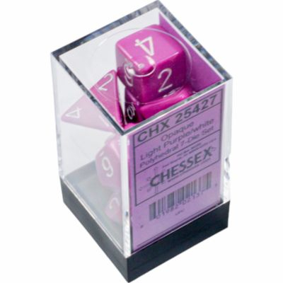 Ds et Gemmes Jeu de Rle Chessex - Set de 7 ds - Assortiments Jeux de Rles - Opaque - Violet Clair/Blanc - CHX25427