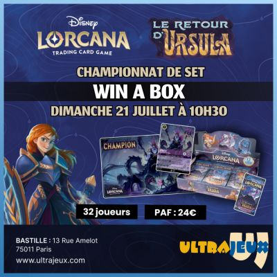 Evnements Lorcana Championnat de Set : Le Retour d'Ursula - Dimanche 21 Juillet 2024  10h30 - Bastille