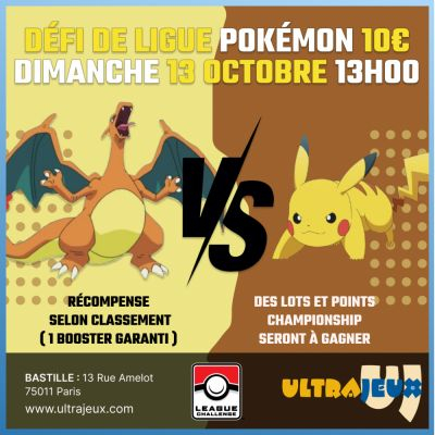 Evnements Pokmon Dfi de Ligue Pokmon - Dimanche 13 Octobre  13h00 - Bastille