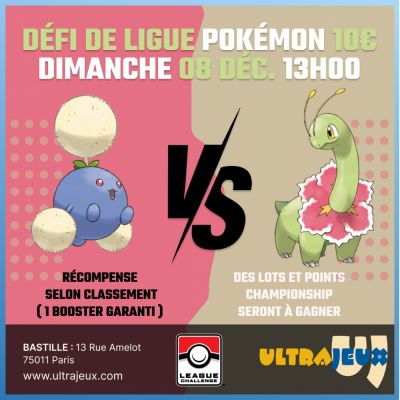 Evnements Pokmon Dfi de Ligue Pokmon - Dimanche 8 Dcembre  13h00 - Bastille