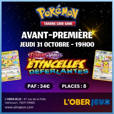 Evnements Pokmon Avant Premire Pokmon EV08 : tincelles Dferlantes -  31 Octobre 2024  19h00 - Oberkampf