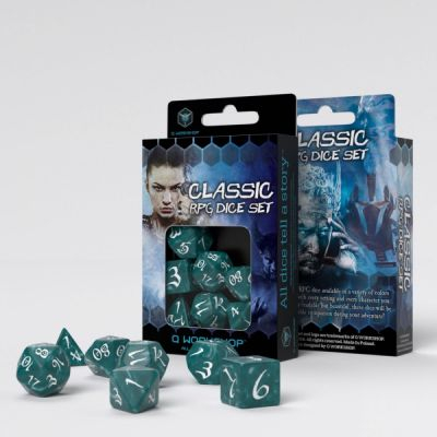 Ds et Gemmes Jeu de Rle Set de Ds JDR Classique - Vert Perl et Blanc