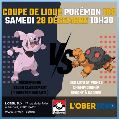 Evnements Pokmon Coupe de Ligue Pokmon - Samedi 28 Dcembre 2024  10h30 - Oberkampf