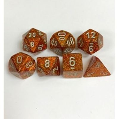 Ds et Gemmes Jeu de Rle Chessex - Set de 7 ds minis - Assortiments Jeux de Rles -  Glitter - Gold/Silver - CHX20503