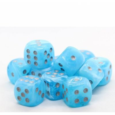 Ds et Gemmes Jeu de Rle Chessex - Set de 12 Ds -  6 Faces Couleur - Luminary - Sky/Silver - CHX 27766