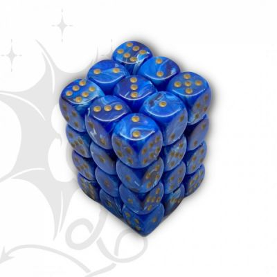 Ds et Gemmes Jeu de Rle Chessex - Set de 36 Ds -  6 Faces Couleur - Vortex - Blue/Gold - CHX27836