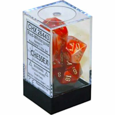 Ds et Gemmes Jeu de Rle Chessex - Set de 7 ds - Assortiments Jeux de Rles - Gemini Mini-Polyhedral Black-Red 6 - CHX20503