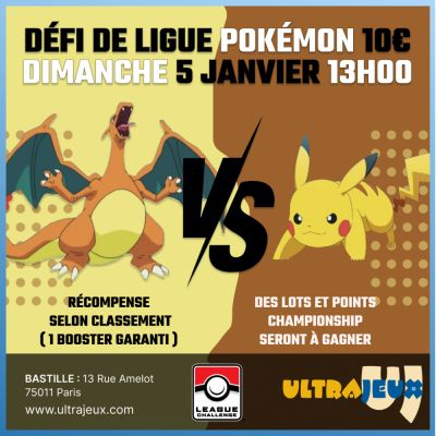 Evnements Pokmon Dfi de Ligue Pokmon - Dimanche 5 Janvier  13h00 - Bastille