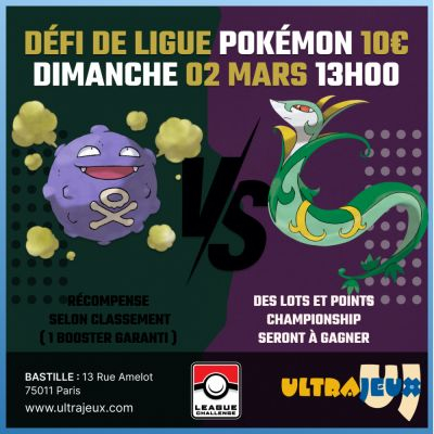 Evnements Pokmon Dfi de Ligue Pokmon - Dimanche 2 Mars  13h00 - Bastille