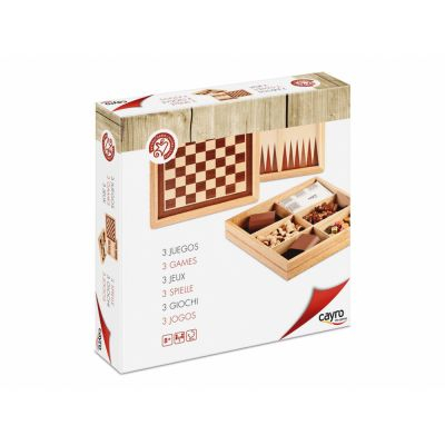 Jeu de Plateau Classique 3 EN 1 CHECS, DAMES & BACKGAMMON CAYRO