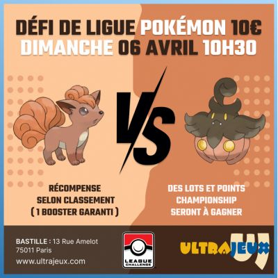 Evnements Pokmon Dfi de Ligue Pokmon - Dimanche 6 Avril  10h30 - Bastille